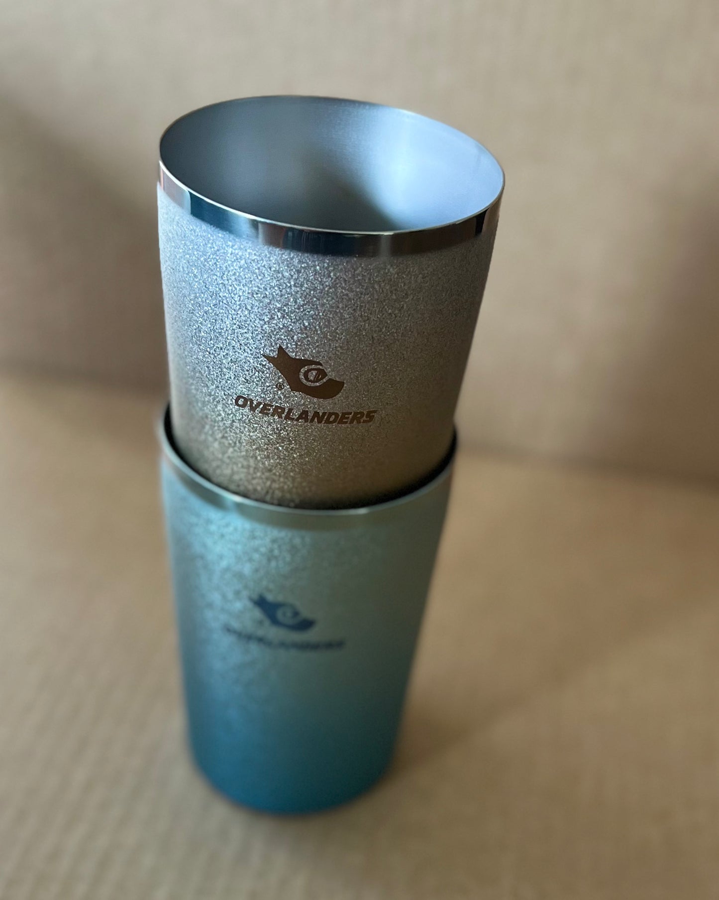 Overlanders Titanium Double-wall Cup, Blue fleck, made in Japan