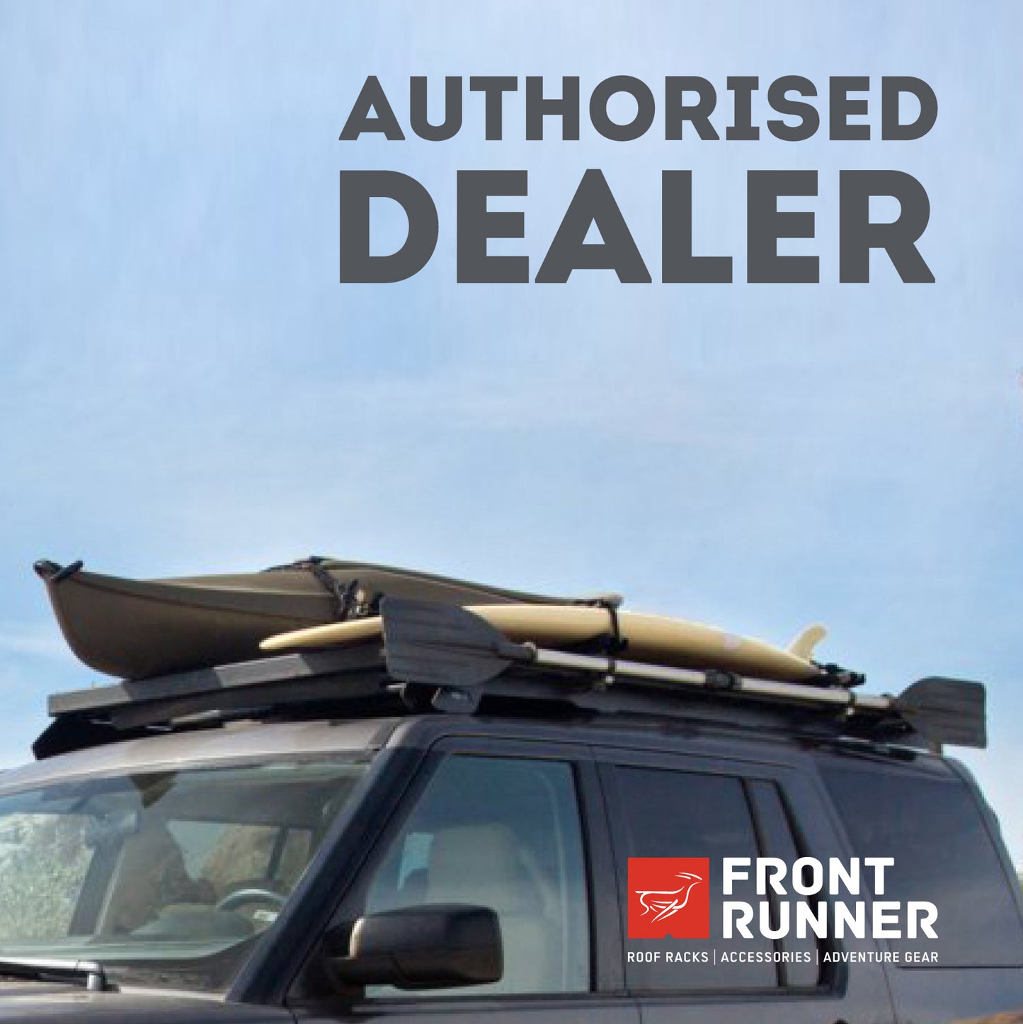 front runner platform roof rack with kayak, dealer in melbourne, and serving brisbane, sydney perth adelaide darwin