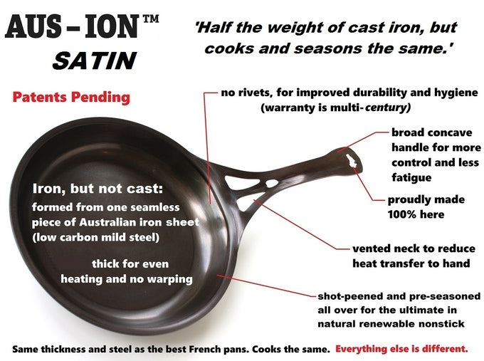 30cm Wrought Iron 'Quenched' Skillet/Frypan