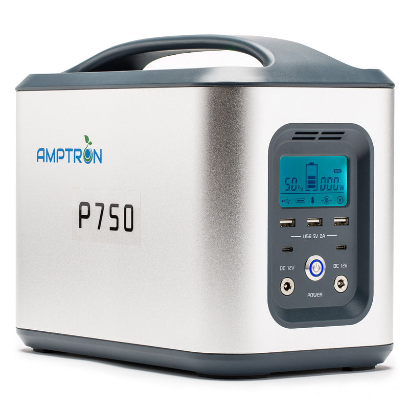 Amptron P750 750Wh Lithium Portable Power Pack front view with usb ports lifepo4