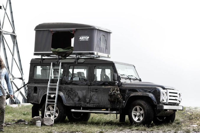 Autohome ladder; the best roof top tent ladder in the world, lightest rooftop tent ladder, light and strong, two-part ladder vs telescopic. Two-part ladder better than telescopic. Comfortable ladder rungs with rounded edges. Strong, lightweight ladder, easy to use. FWD roof rack ladder