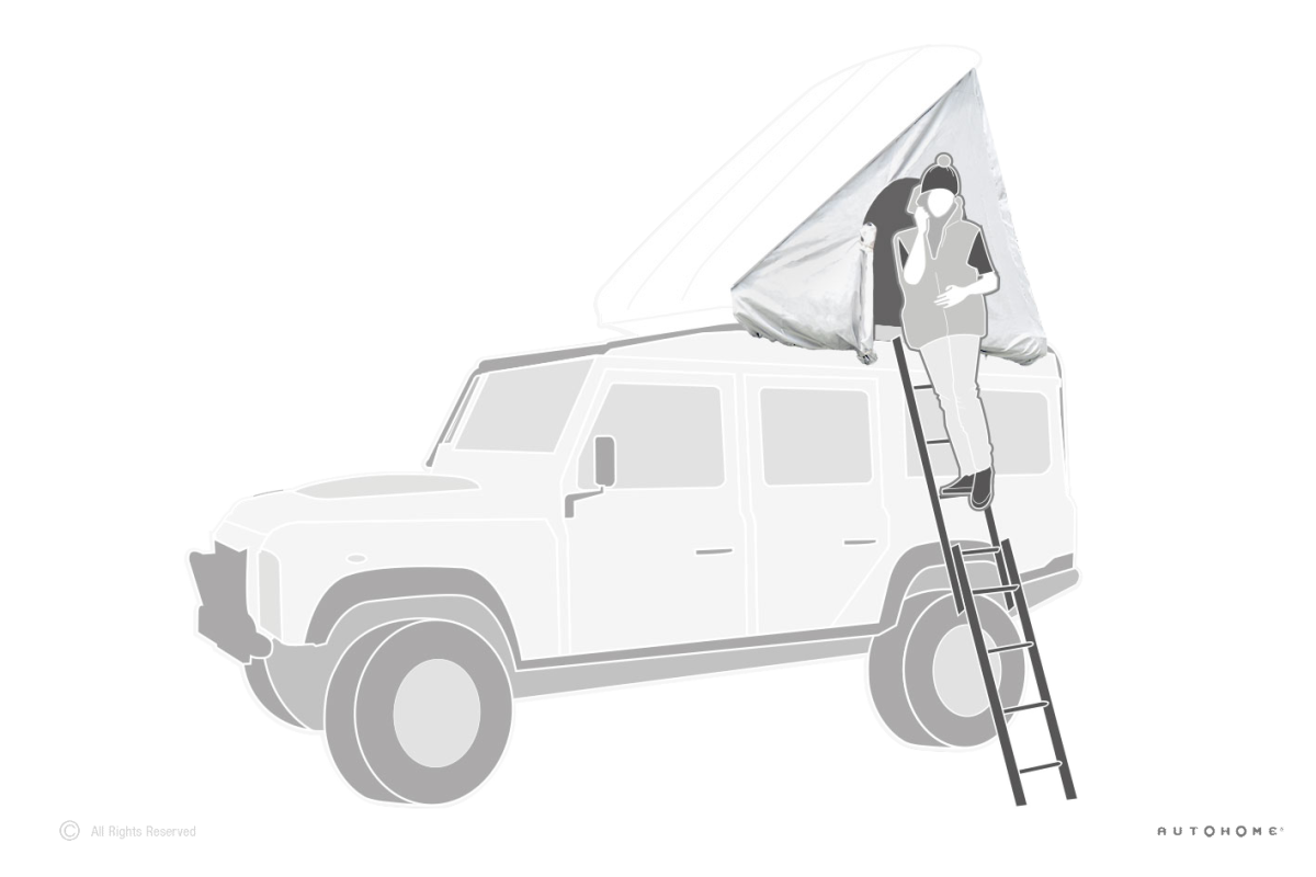 winter hood for the best hard shell roof top tent in australia, made in italy by autohome, cold weather camping in a columbus