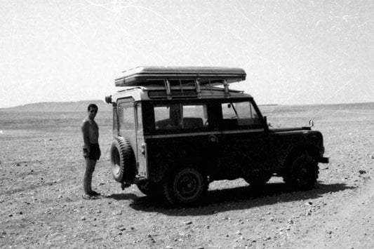 Old hard shell roof top tent on a land rover. Autohome make the most lasting and highest quality light weight fiberglass roof top tents in the world since 1958. Overland comfort.