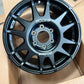 Ineos grenadier or J300 alloy wheel the offset that comes to the edge of the guard. Rally 18 x 8.5 with a positive 45 offset. Also, for land cruiser 300 series, with a 47 offset. Best wheel for all terrain tyres. Like BFGoodrich of Falken 275 65 r18. High strength for GVM upgrade. Evo Corse, made in Italy. Pictured here in box from Overlanders, Matt black colour.
