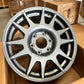 Ineos grenadier or J300 alloy wheel the offset that comes to the edge of the guard. Rally 18 x 8.5 with a positive 45 offset. Also, for land cruiser 300 series, with a 47 offset. Best wheel for all terrain tyres. Like BFGoodrich of Falken 275 65 r18. High strength for GVM upgrade. Evo Corse, made in Italy. Pictured here in box from Overlanders, Matt anthracite colour.