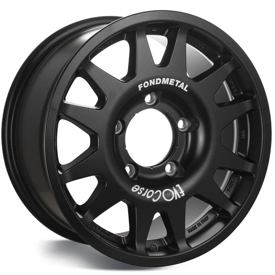 Ineos Grenadier alloy wheel for the grenadier, matt black close-up by Evo Corse, made in Italy, 17 x 8 inch 45 offset, an alloy race wheel off-road best offset and load rating for the grenadier by Ineos , suits BFG Toyo Falken Good Year etc