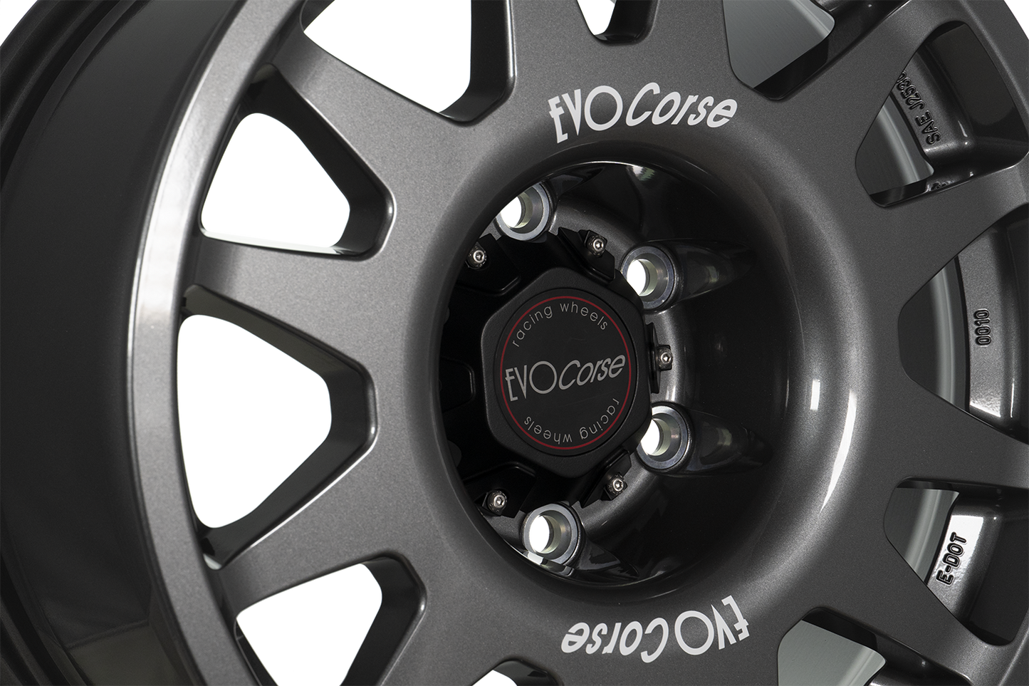 Evo Corse Dakar Zero 18 x 7 ET40 Toyota Land Cruiser 300 LC300 and LC250 250 Prado rally-raid alloy wheel, evo corse australia made in italy, better than method race wheels, for sand touring towing gvm upgrades . the strong light rally raid wheel with 40 perfect offset for clearing control arms and bigger tyres, anthracite glossy metallic close-up view  