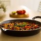 35cm Seasoned Iron BIGGA Skillet quenched for non-slip surface, durable nonstick pans, made in australia, great for camping over the fire cooking outdoors or at home. paella by solid teknics 
